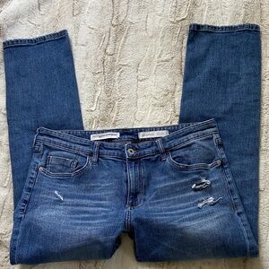 Pilcro Dark Blue Distressed Slim Boyfriend Jeans Sz /31 Stretches